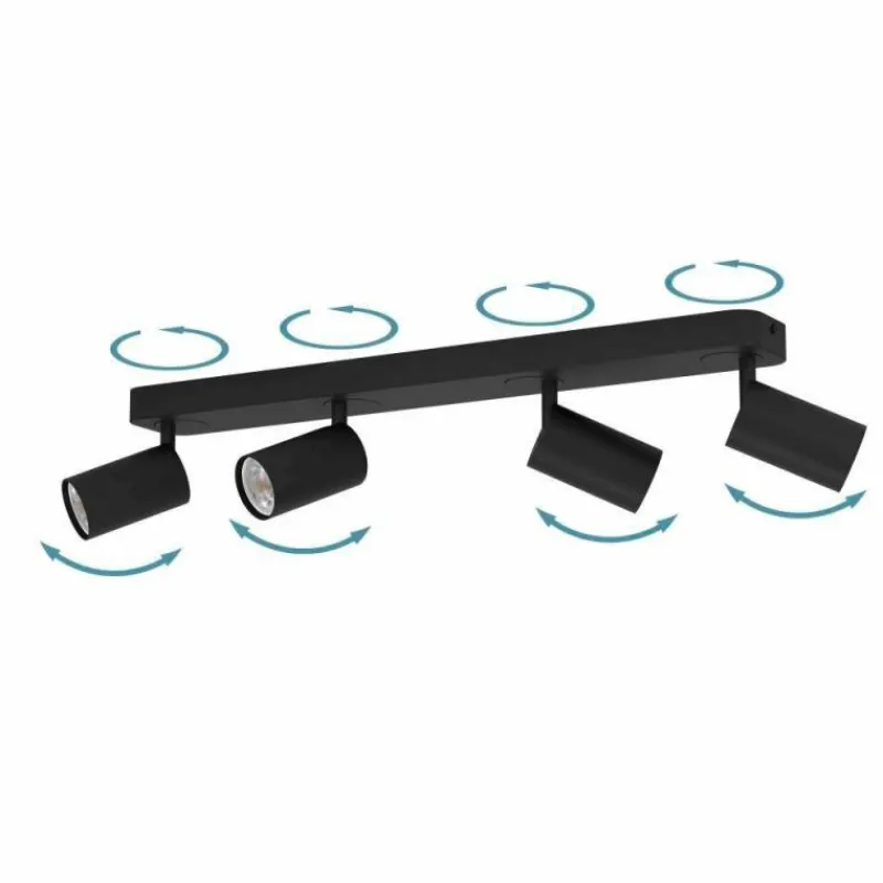 Luminaires Eglo Plafonnier Eglo TELIMBELA-Z LED Noir, 4 lumières, Changeur de couleurs