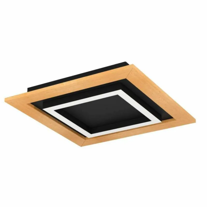 Lampes En Bois-Luminaires Eglo Plafonnier Eglo TIRRENARA LED Brun, Noir, 4 lumières, Télécommandes