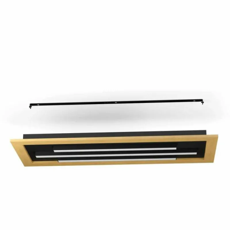 Lampes En Bois-Luminaires Eglo Plafonnier Eglo TIRRENARA LED Brun, Noir, 3 lumières, Télécommandes