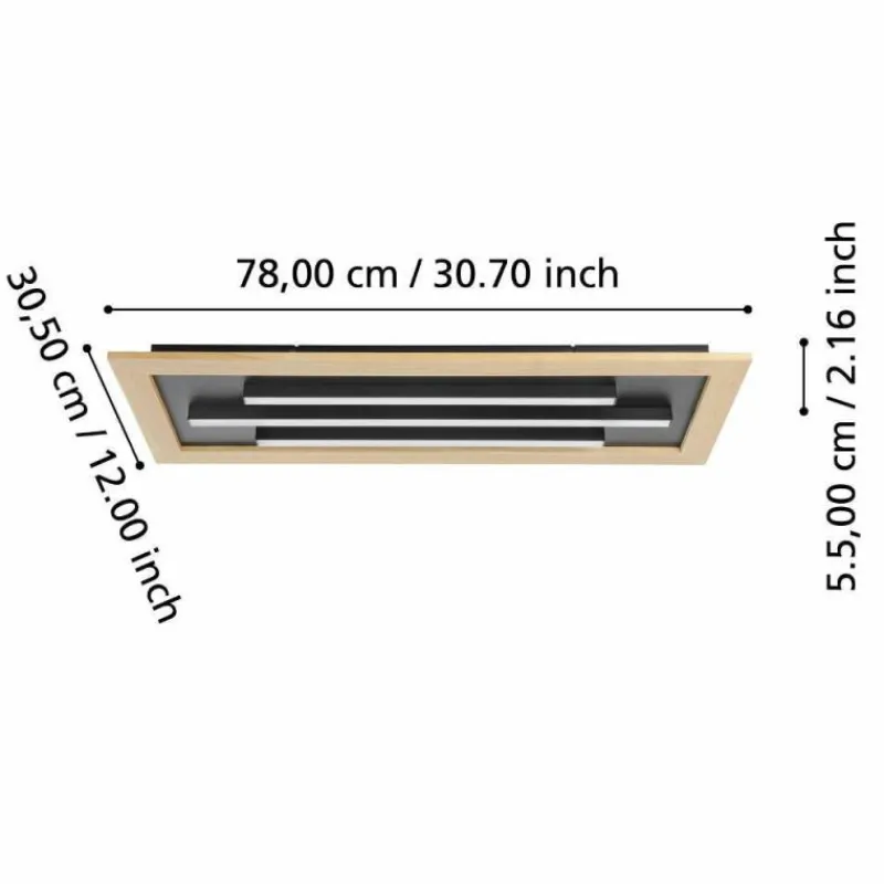Lampes En Bois-Luminaires Eglo Plafonnier Eglo TIRRENARA LED Brun, Noir, 3 lumières, Télécommandes