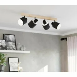 Lampes En Tissu-Luminaires Eglo Plafonnier Eglo-Leuchten BATALLAS Brun, Noir, 4 lumières