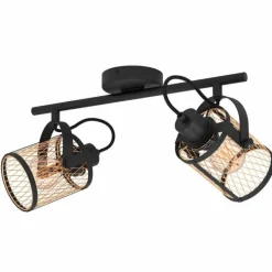 Lampes Vintages & Rétros-Luminaires Eglo Plafonnier Eglo-Leuchten DELLOW Noir, 2 lumières