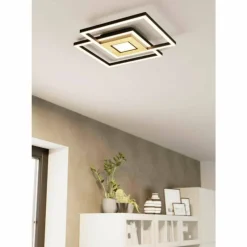 Lampes En Bois-Luminaires Eglo Plafonnier Eglo-Leuchten MARINELLO LED Brun, Noir, 3 lumières, Télécommandes