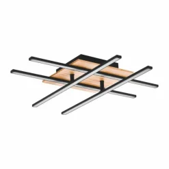 Lampes En Bois-Luminaires Eglo Plafonnier Eglo-Leuchten MARINELLO LED Brun, Noir, 1 lumière