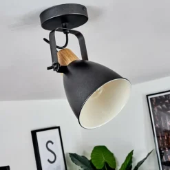 hofstein Plafonnier Elm Anthracite, Bois clair, 1 lumière