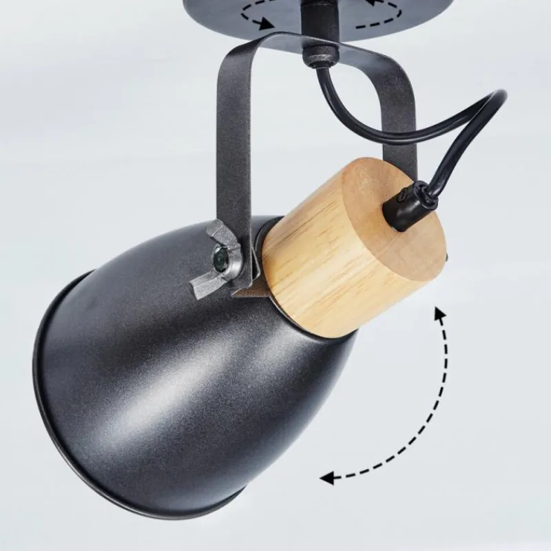 hofstein Plafonnier Elm Anthracite, Bois clair, 1 lumière