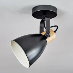 hofstein Plafonnier Elm Anthracite, Bois clair, 1 lumière