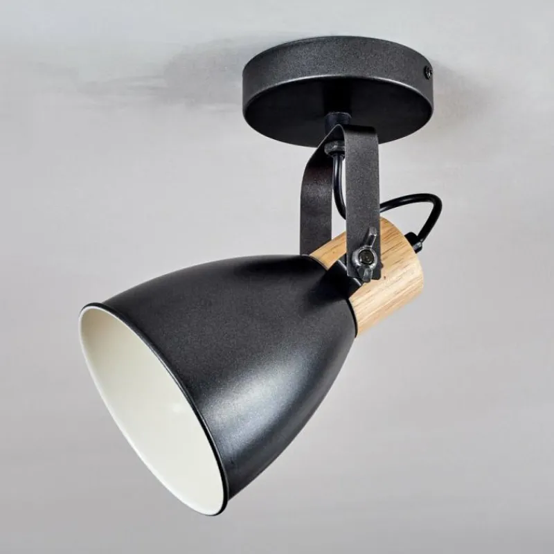 hofstein Plafonnier Elm Anthracite, Bois clair, 1 lumière