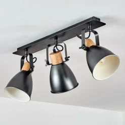 hofstein Plafonnier Elm Anthracite, Bois clair, 3 lumières