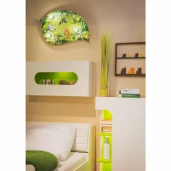 Lampes En Bois-Luminaires Elobra Plafonnier Elobra BLATT WILDNIS Vert, 3 lumières