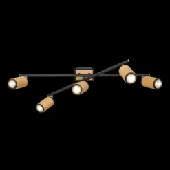 Lampes En Bois-Luminaires Elobra Plafonnier Elobra Bolivia Écru, Noir, 5 lumières