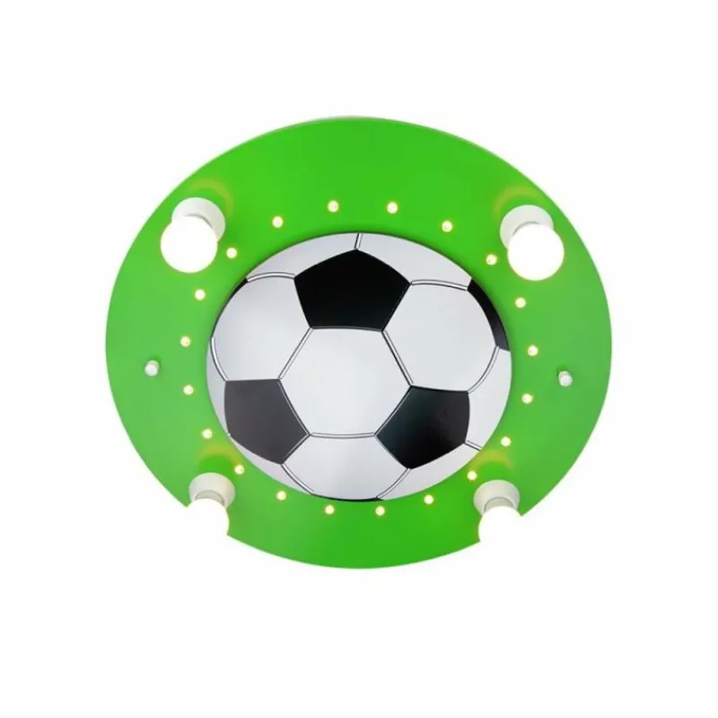 Lampes En Bois-Luminaires Elobra Plafonnier Elobra FUßBALL Vert, Blanc, 4 lumières