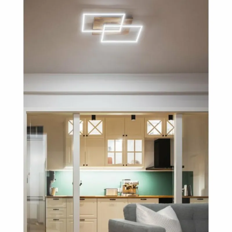 Lampes En Bois-Luminaires Elobra Plafonnier Elobra Panama LED Écru, 2 lumières, Télécommandes
