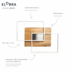 Lampes En Bois-Luminaires Elobra Plafonnier Elobra Panama LED Écru, 2 lumières, Télécommandes