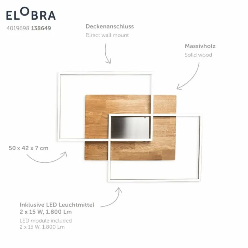 Lampes En Bois-Luminaires Elobra Plafonnier Elobra Panama LED Écru, 2 lumières, Télécommandes