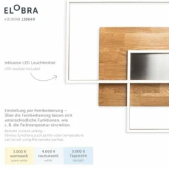 Lampes En Bois-Luminaires Elobra Plafonnier Elobra Panama LED Écru, 2 lumières, Télécommandes