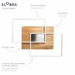 Lampes En Bois-Luminaires Elobra Plafonnier Elobra Panama LED Écru, 2 lumières, Télécommandes