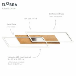 Lampes En Bois-Luminaires Elobra Plafonnier Elobra Panama LED Écru, 2 lumières