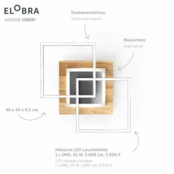 Lampes En Bois-Luminaires Elobra Plafonnier Elobra Panama LED Écru, 1 lumière