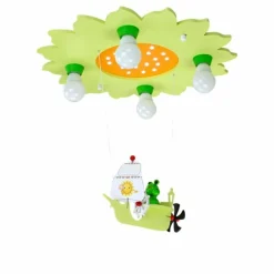 Lampes En Bois-Luminaires Elobra Plafonnier Elobra SEGELSCHIFF Vert, Rose, 4 lumières