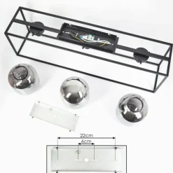 Suspension Verre Fumé-hofstein Plafonnier Elvange Noir, 3 lumières