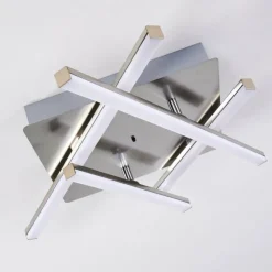 hofstein Plafonnier Eriz LED Nickel mat, 4 lumières, Télécommandes, Changeur de couleurs