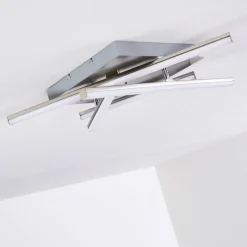 hofstein Plafonnier Eriz LED Nickel mat, 4 lumières, Télécommandes, Changeur de couleurs