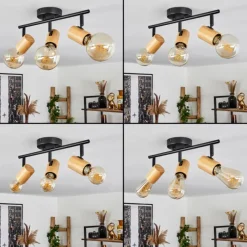 Luminaires Scandinaves-hofstein Plafonnier Erlach Écru, Noir, 3 lumières