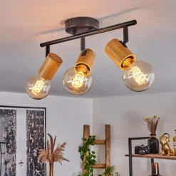 Luminaires Scandinaves-hofstein Plafonnier Erlach Écru, Noir, 3 lumières