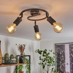 Lampes Vintages & Rétros-hofstein Plafonnier Ermatingen Brun foncé, Nickel mat, 3 lumières