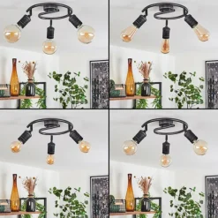 Lampes Vintages & Rétros-hofstein Plafonnier Ermatingen Brun foncé, Nickel mat, 3 lumières
