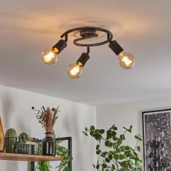 Lampes Vintages & Rétros-hofstein Plafonnier Ermatingen Brun foncé, Nickel mat, 3 lumières