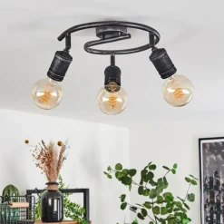 Lampes Vintages & Rétros-hofstein Plafonnier Ermatingen Brun foncé, Nickel mat, 3 lumières