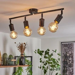 Lampes Vintages & Rétros-hofstein Plafonnier Ermatingen Brun foncé, Nickel mat, 4 lumières