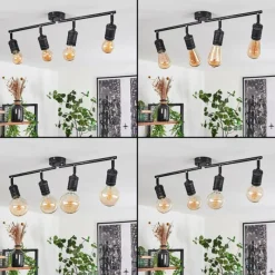 Lampes Vintages & Rétros-hofstein Plafonnier Ermatingen Brun foncé, Nickel mat, 4 lumières