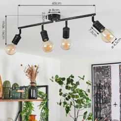 Lampes Vintages & Rétros-hofstein Plafonnier Ermatingen Brun foncé, Nickel mat, 4 lumières