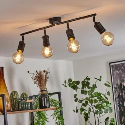 Lampes Vintages & Rétros-hofstein Plafonnier Ermatingen Brun foncé, Nickel mat, 4 lumières