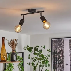 Lampes Vintages & Rétros-hofstein Plafonnier Ermatingen Brun foncé, Nickel mat, 2 lumières