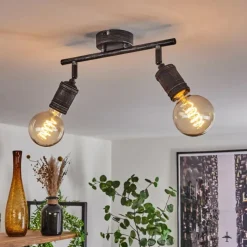 Lampes Vintages & Rétros-hofstein Plafonnier Ermatingen Brun foncé, Nickel mat, 2 lumières