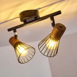 hofstein Plafonnier Errested Bois foncé, Noir, 2 lumières