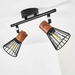 hofstein Plafonnier Errested Bois foncé, Noir, 2 lumières