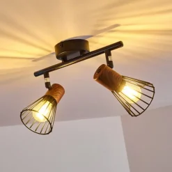 hofstein Plafonnier Errested Bois foncé, Noir, 2 lumières