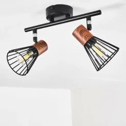 hofstein Plafonnier Errested Bois foncé, Noir, 2 lumières