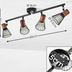 Lampes En Bois-hofstein Plafonnier Errested Bois foncé, Noir, 4 lumières