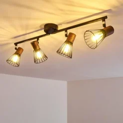 Lampes En Bois-hofstein Plafonnier Errested Bois foncé, Noir, 4 lumières