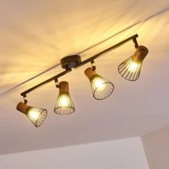 Lampes En Bois-hofstein Plafonnier Errested Bois foncé, Noir, 4 lumières