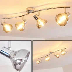 Suspension Verre Fumé-hofstein Plafonnier Esberg Chrome, 4 lumières