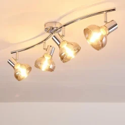 Suspension Verre Fumé-hofstein Plafonnier Esberg Chrome, 4 lumières