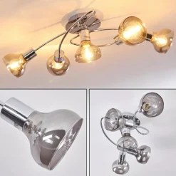 Suspension Verre Fumé-hofstein Plafonnier Esberg Chrome, 5 lumières