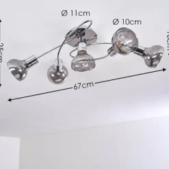 Suspension Verre Fumé-hofstein Plafonnier Esberg Chrome, 5 lumières